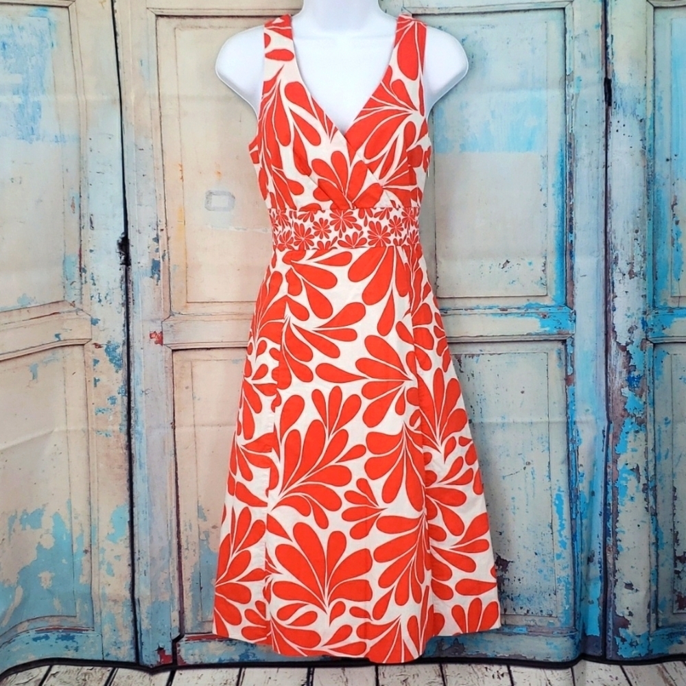 Boden Orange and White Floral Dress